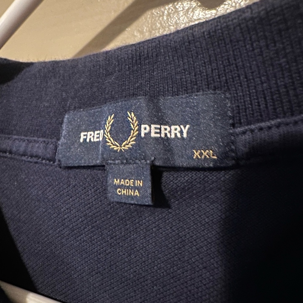 Fred Perry Navy Polo with Yellow Trim - Picture 3 of 3